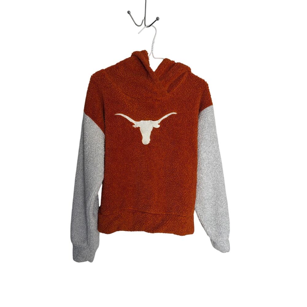NCAA Texas Longhorns Sherpa Fleece Hoodie Pullover Burnt Orange Womens Size L